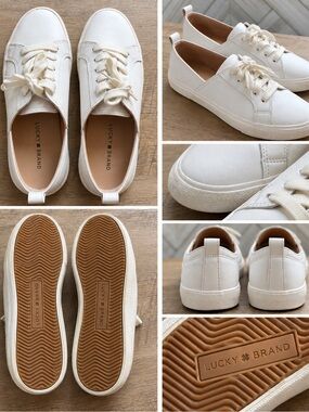 Lucky Brand Off-White Lace-Up Canvas Sneakers
